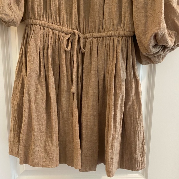 Mustard Seed Off Shoulder Dress New! Size L color khaki; lined skirt; NWT - Picture 3 of 7